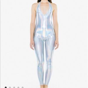 American Apparel Metallic Silver Catsuit Halter